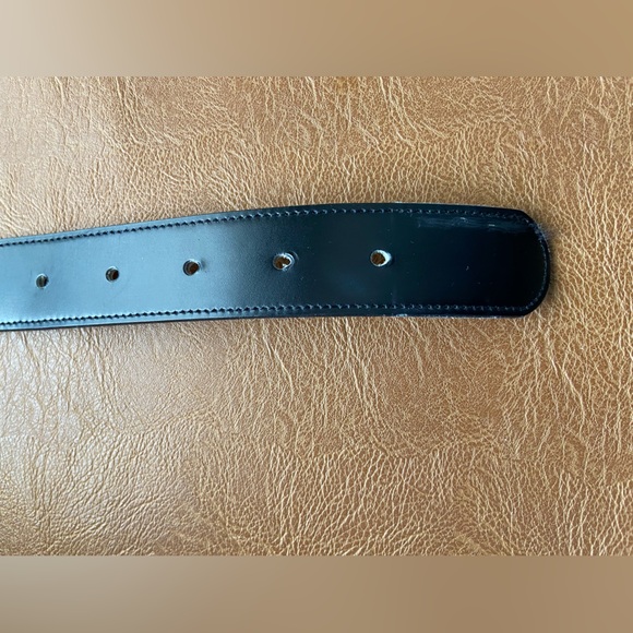 Vintage Pierre Cardin Leather Black Silver Gold Logo Belt - Picture 10 of 15